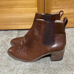 Madewell The Frankie Chelsea Brown Leather Heeled Booties size 11
